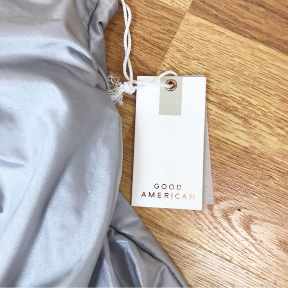 GOOD AMERICAN Silver Satin One Piece‎ Swimsuit Always Ruched Size 7 4X 4XL New - Picture 8 of 13